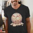 Baseball Drip Ice Cream Melting Illustration Men's V-Neck T-Shirt Baseball Drip Ice Cream Melting Illustration Men's V-Neck T-Shirt