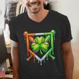 Baseball Drip Ice Cream St Patricks Day Shamrock Lucky Men's V-Neck T-Shirt