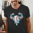 Baseball Drip Ice Cream Strong Character Men's V-Neck T-Shirt Baseball Drip Ice Cream Strong Character Men's V-Neck T-Shirt