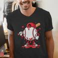 Baseball Drip Icecream Men Boy Valentine Men's V-Neck T-Shirt Baseball Drip Icecream Men Boy Valentine Men's V-Neck T-Shirt