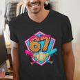Baseball Drip Jersey Number 67 For Players & 67th Birthday Men's V-Neck T-Shirt Baseball Drip Jersey Number 67 For Players & 67th Birthday Men's V-Neck T-Shirt