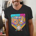 Baseball Drip Number 67 Ice Cream Home Plate Drip Men's V-Neck T-Shirt