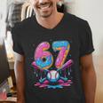 Baseball Drip Number 67 Player 67Th Birthday Baseball Meme Men's V-Neck T-Shirt Baseball Drip Number 67 Player 67Th Birthday Baseball Meme Men's V-Neck T-Shirt