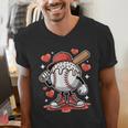 Baseball Drip Valentine Boys Women Men Hearts Sport Love Men's V-Neck T-Shirt Baseball Drip Valentine Boys Women Men Hearts Sport Love Men's V-Neck T-Shirt