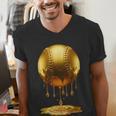 Baseball Dripping Drip Gold Sport Player Coach Baller Men's V-Neck T-Shirt Baseball Dripping Drip Gold Sport Player Coach Baller Men's V-Neck T-Shirt