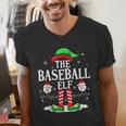The Baseball Elf Christmas Sport Lovers Xmas Elf Men's V-Neck T-Shirt