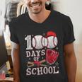 Baseball Happy 100 Days Of School Boy Girl Kid Teacher Men's V-Neck T-Shirt