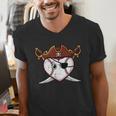 Baseball Heart Pirate Hat Crossed Swords Men Boys Kids Youth Men's V-Neck T-Shirt Baseball Heart Pirate Hat Crossed Swords Men Boys Kids Youth Men's V-Neck T-Shirt