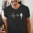 Baseball Heartbeat Pitcher Position Simple Line Art Men's V-Neck T-Shirt Baseball Heartbeat Pitcher Position Simple Line Art Men's V-Neck T-Shirt