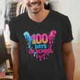 Baseball Ice Cream Drip 100 Days Of School Boys Girls 100th Men's V-Neck T-Shirt