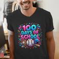 Baseball Ice Cream Drip 100 Days Of School Student Teacher Men's V-Neck T-Shirt