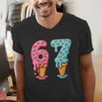 Baseball Ice Cream Drip 6 7 Kids 67 Birthday Men's V-Neck T-Shirt
