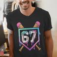 Baseball Ice Cream Drip 67 Player Dabbing Six Seven Boys Men's V-Neck T-Shirt Baseball Ice Cream Drip 67 Player Dabbing Six Seven Boys Men's V-Neck T-Shirt