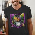 Baseball Ice Cream Drip Boys Mardi Gras Carnival Party Mask Men's V-Neck T-Shirt Baseball Ice Cream Drip Boys Mardi Gras Carnival Party Mask Men's V-Neck T-Shirt