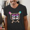 Baseball Ice Cream Drip Number 23 Player 23rd Birthday Men's V-Neck T-Shirt Baseball Ice Cream Drip Number 23 Player 23rd Birthday Men's V-Neck T-Shirt