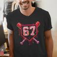 Baseball Ice Cream Drip Number 67 Meme Valentine Couple Love Men's V-Neck T-Shirt