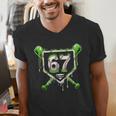 Baseball Ice Cream Drip Number 67 Player 67th Birthday Kids Men's V-Neck T-Shirt Baseball Ice Cream Drip Number 67 Player 67th Birthday Kids Men's V-Neck T-Shirt
