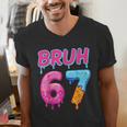 Baseball Ice Cream Drip Number 67 Player Or 67th Birthday Men's V-Neck T-Shirt Baseball Ice Cream Drip Number 67 Player Or 67th Birthday Men's V-Neck T-Shirt