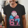 Baseball Ice Cream Drip Six Seven Gen Alpha Meme 67 Men's V-Neck T-Shirt