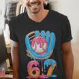 Baseball Ice Cream Drip Six Seven Gen Alpha Slang Meme 67 Men's V-Neck T-Shirt