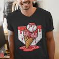 Baseball Ice Cream Drip Baseball Strawberry For Youth Red Men's V-Neck T-Shirt Baseball Ice Cream Drip Baseball Strawberry For Youth Red Men's V-Neck T-Shirt