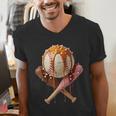 Baseball Ice Cream Drip Style Melting Ice Cream Youth Teen Men's V-Neck T-Shirt