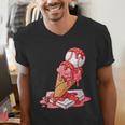 Baseball Ice Cream Drip Youth Strawberry Baseball Red Men's V-Neck T-Shirt Baseball Ice Cream Drip Youth Strawberry Baseball Red Men's V-Neck T-Shirt