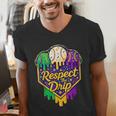 Baseball Ice Cream Respect The Drip Mardi Gras Carnival Boys Men's V-Neck T-Shirt