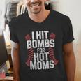 Baseball Joke Tee I Hit Bombs For Hot Moms Player Pitcher Men's V-Neck T-Shirt Baseball Joke Tee I Hit Bombs For Hot Moms Player Pitcher Men's V-Neck T-Shirt