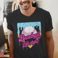 Baseball Life Lifestyle Home Plate Ice Cream Drip Men Boys Men's V-Neck T-Shirt