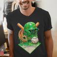 Baseball Life Style Ice Cream Drip Green Men's V-Neck T-Shirt Baseball Life Style Ice Cream Drip Green Men's V-Neck T-Shirt
