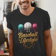 Baseball Lifestyle Drip Men's V-Neck T-Shirt Baseball Lifestyle Drip Men's V-Neck T-Shirt