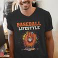 Baseball Lifestyle Ice Cream Drip Baseball Glove Crossed Bat Men's V-Neck T-Shirt Baseball Lifestyle Ice Cream Drip Baseball Glove Crossed Bat Men's V-Neck T-Shirt