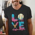 Baseball Love Drip Ice Cream Colorful Baseball Men's V-Neck T-Shirt