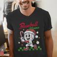 Baseball Mama Christmas Santa Hat Xmas Softball Mom Men's V-Neck T-Shirt