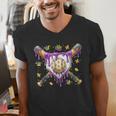 Baseball Mardi Gras Carnival Party Mask Ice Cream Drip Boys Men's V-Neck T-Shirt Baseball Mardi Gras Carnival Party Mask Ice Cream Drip Boys Men's V-Neck T-Shirt