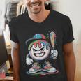 Baseball Mascot Attitude Graffiti Splash Bat Cap Men's V-Neck T-Shirt Baseball Mascot Attitude Graffiti Splash Bat Cap Men's V-Neck T-Shirt