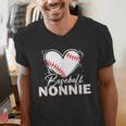 Baseball Nonnie Baseball Heart Men's V-Neck T-Shirt Baseball Nonnie Baseball Heart Men's V-Neck T-Shirt