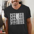 Baseball Pitcher Player Team Sport Lover Family Friends Fans Men's V-Neck T-Shirt Baseball Pitcher Player Team Sport Lover Family Friends Fans Men's V-Neck T-Shirt