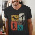 Baseball Player Collage Men Kids Coach Youth Boys Men's V-Neck T-Shirt
