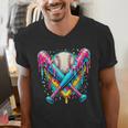 Baseball Player Ice Cream Drip Men's V-Neck T-Shirt