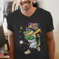 Baseball Player Mardi Gras Alligator Carnival Costume Beads Men's V-Neck T-Shirt Baseball Player Mardi Gras Alligator Carnival Costume Beads Men's V-Neck T-Shirt