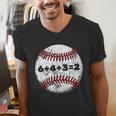 Baseball Red Stitches Sport Graphic 6432 Men's V-Neck T-Shirt Baseball Red Stitches Sport Graphic 6432 Men's V-Neck T-Shirt