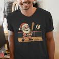 Baseball Santa 67 Christmas Xmas Boys Retro Men's V-Neck T-Shirt