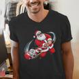 Baseball Santa 67 Christmas Xmas Pajamas Boys Men's V-Neck T-Shirt Baseball Santa 67 Christmas Xmas Pajamas Boys Men's V-Neck T-Shirt