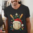 Baseball Santa Christmas Ball Baseball Lover Player Boys Men's V-Neck T-Shirt Baseball Santa Christmas Ball Baseball Lover Player Boys Men's V-Neck T-Shirt