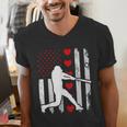 Baseball Silhouette Heart USA Flag Hearts American Boys Kids Men's V-Neck T-Shirt Baseball Silhouette Heart USA Flag Hearts American Boys Kids Men's V-Neck T-Shirt