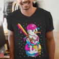 Baseball Snowman Drip Christmas Baseball Boys Men Kids Men's V-Neck T-Shirt Baseball Snowman Drip Christmas Baseball Boys Men Kids Men's V-Neck T-Shirt