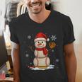 Baseball Snowman Merry Christmas Holiday Sports Xmas Pajamas Men's V-Neck T-Shirt Baseball Snowman Merry Christmas Holiday Sports Xmas Pajamas Men's V-Neck T-Shirt