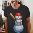 Baseball Snowman Merry Christmas Xmas Pajamas Men Women Kids Men's V-Neck T-Shirt Baseball Snowman Merry Christmas Xmas Pajamas Men Women Kids Men's V-Neck T-Shirt